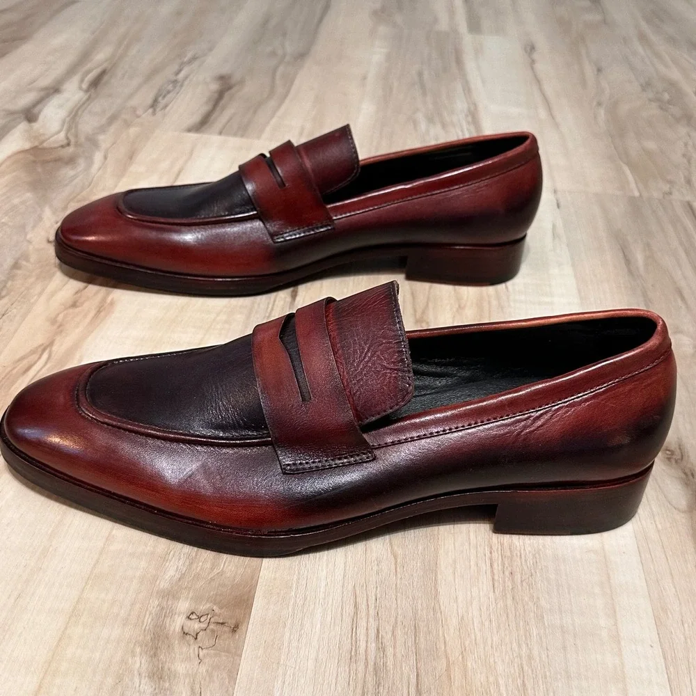 Lethato Handcrafted Leather Penny Loafer New without box Size 11.5/12 in‎ Brown